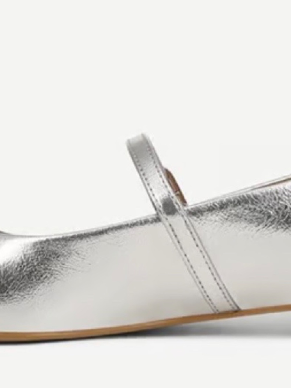 Franco Sarto Tinsley Square Toe Mary Jane Flats Silver Size 8M - Picture 3 of 11